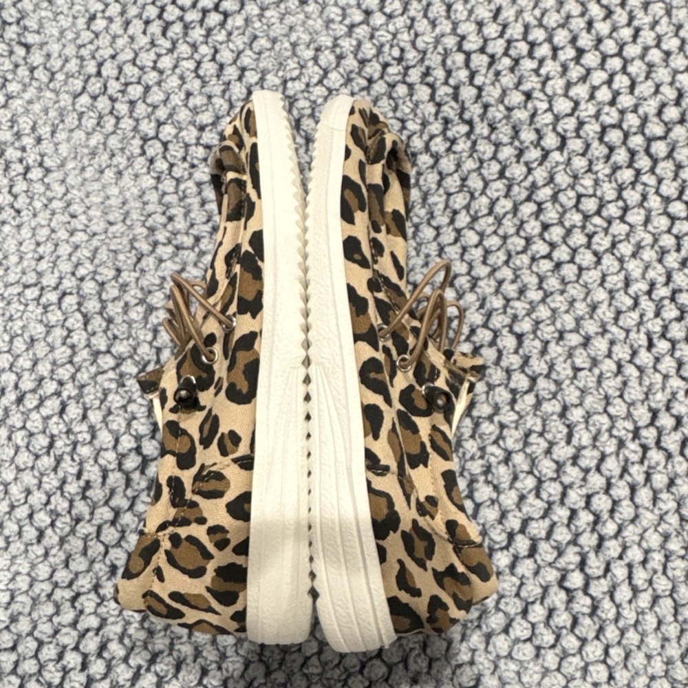 Outwoods Animal Print Canvas Lace Up Flat Slip-On Beige Black Women's US 7 - Picture 5 of 6